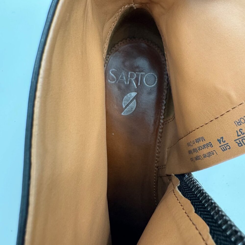 Sarto by Franco Sarto Leather Lori  Boots Size 7M Black Side Zipper Round Toe - Picture 5 of 11